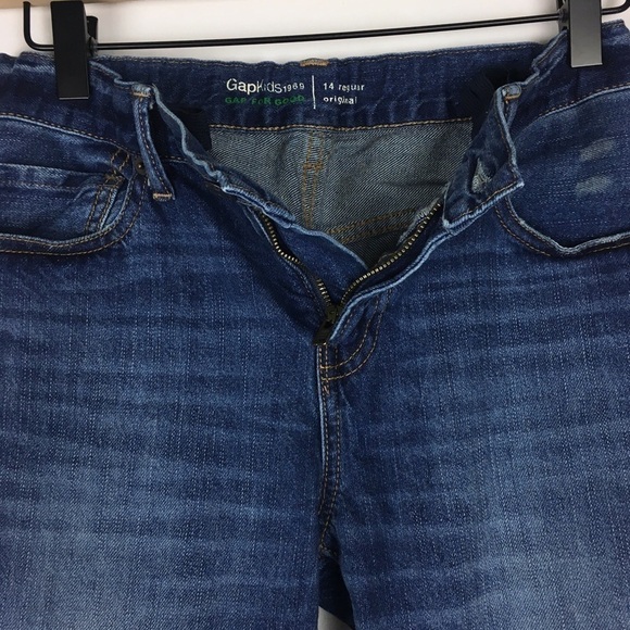 GAP Kids Jeans Original Straight Leg Distressed 100% Cotton Denim 14 Regular - Picture 3 of 12